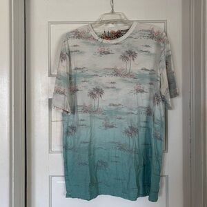 2/$20 American Eagle Outfitters Tropical Ombre Palm Tee in Teal and White